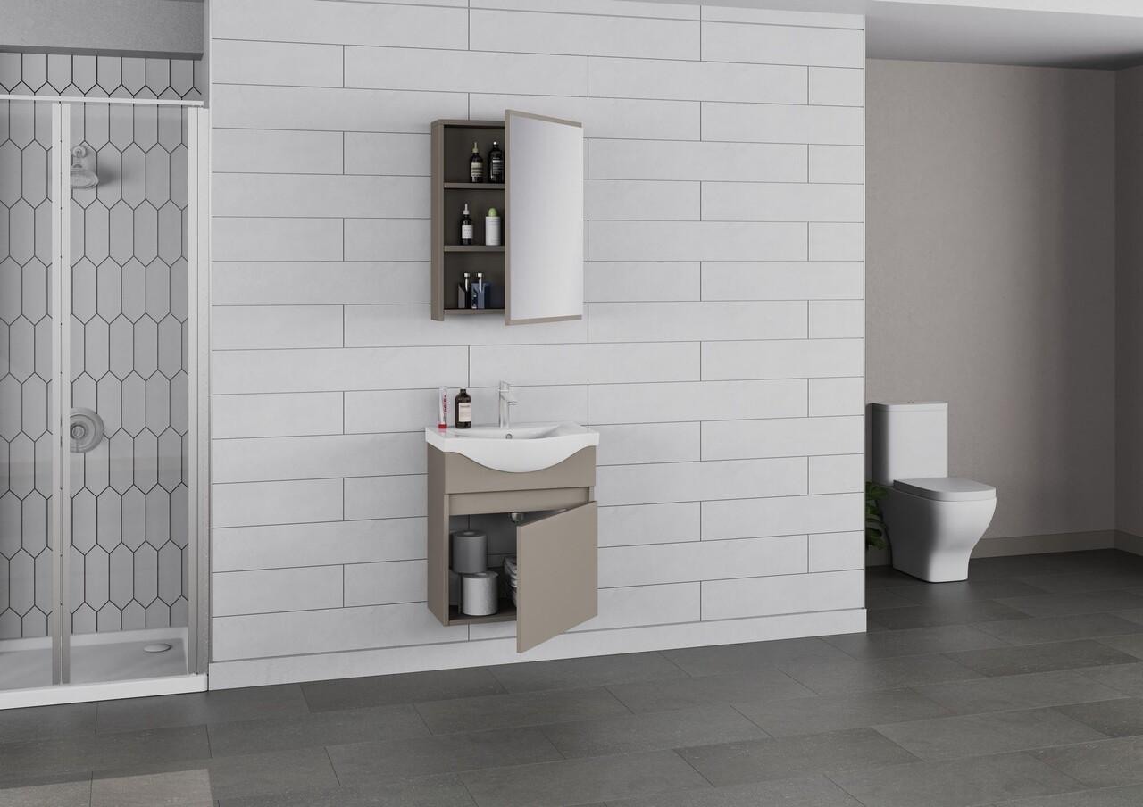 Set mobilier de baie (2 piese), Hanah Home, Sole 55, Latte - view 3