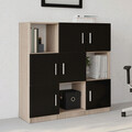 Dulap multifunctional, Locelso, VO7, 119.9x121.8x37.6 cm, Stejar / Negru
