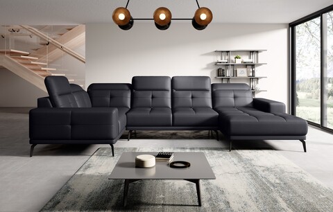 Coltar stanga 6 locuri ELTAP, LT-11SOF, Neviro, 350x201x77 cm, lemn/poliester, negru