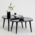Set masute 2 piese, Neostill, Gusto Set- Black, Fumuriu, Sticla temperata , Negru / Fume
