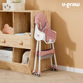 Scaun de masa pentru bebelusi 2 in 1, U-Grow, 44x27x50.5 cm, piele ecologica/textil, alb/roz