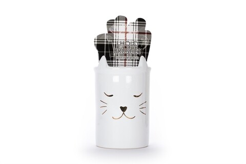 Suport pentru pensule cosmetice, Cute Cat, Tri-Coastal Design, ceramica