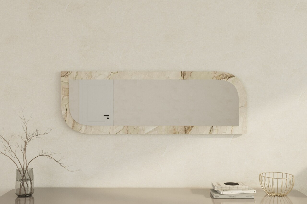 Oglinda decorativa, Siam, Arni, 40x120x2.2 cm, Efes / Marmură - 1 | YEO