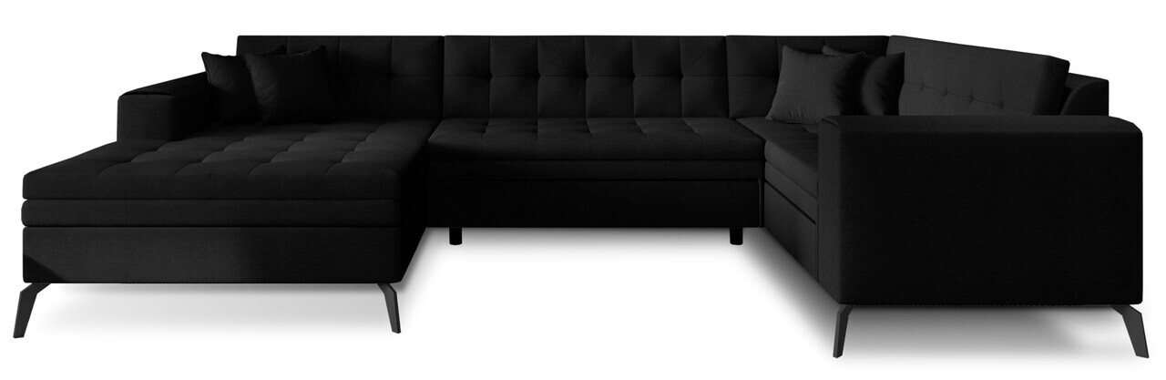 Coltar extensibil stanga 5 locuri ELTAP, MON-LT-10FL, Montez, 340x180x93 cm, lemn/poliester, negru - view 3