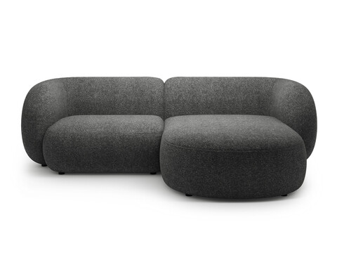 Coltar dreapta 2 locuri, Kate, Micadoni, 255x176x76 cm, tesatura structurata, gri inchis melanj