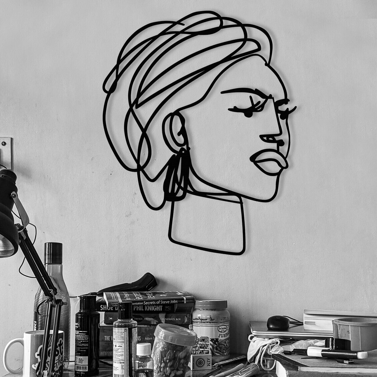 Decoratiune de perete, Afro, Dimensiuni: 52,5 x 66 cm, Negru — imaginea 2