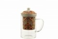 Cana cu infuzor Espania, Duo, 450 ml, sticla, multicolor