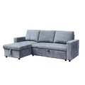 Coltar extensibil Virev, Homla, 3 locuri, 215x76x85 cm, lemn/catifea din poliester, gri