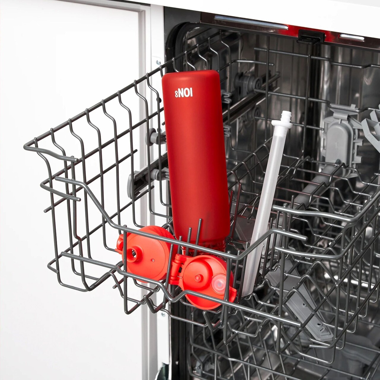 Sticla apa Slim, cu pai, recyclon, 500ml, Red - Ion8 - imagine 8