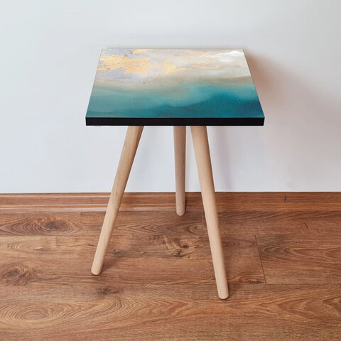 Masuta, Leona, Shp182, 35x42x35 cm, Albastru / Bej / Alb