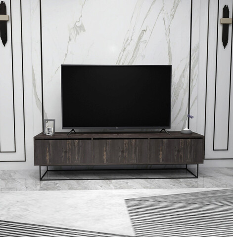 Comoda tv, kalune design, kordon 180, 180x50x40 cm, maro închis/negru
