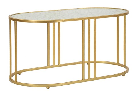 Masuta de cafea Antalia, Mauro Ferretti, 90x50x45 cm, fier/sticla, auriu