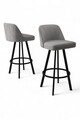 Set scaun de bar (6 bucăți), Charlotte, Atex, Gri/Negru