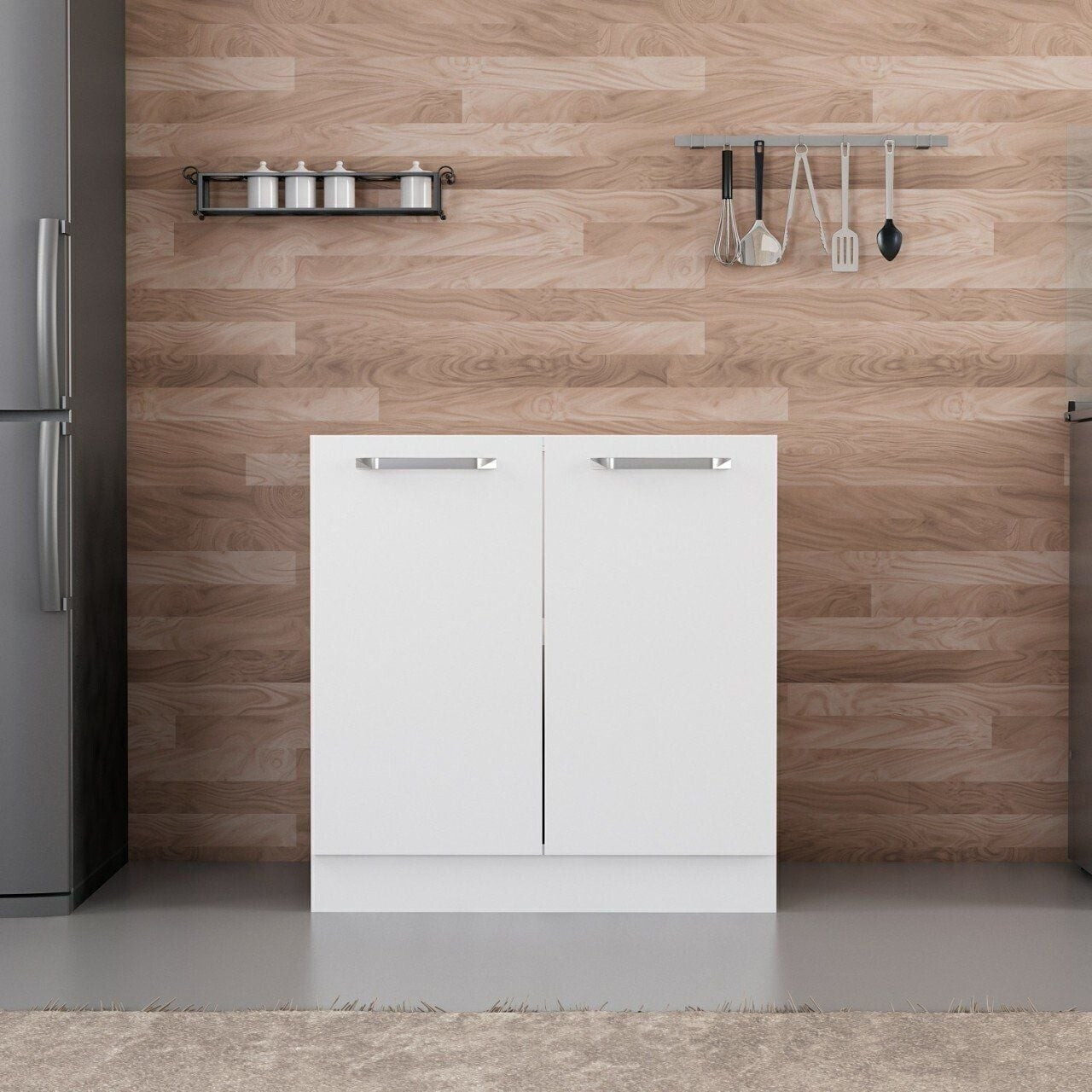 Dulap pentru bucatarie, Hanah Home, Minar, 80x87x58 cm, Alb