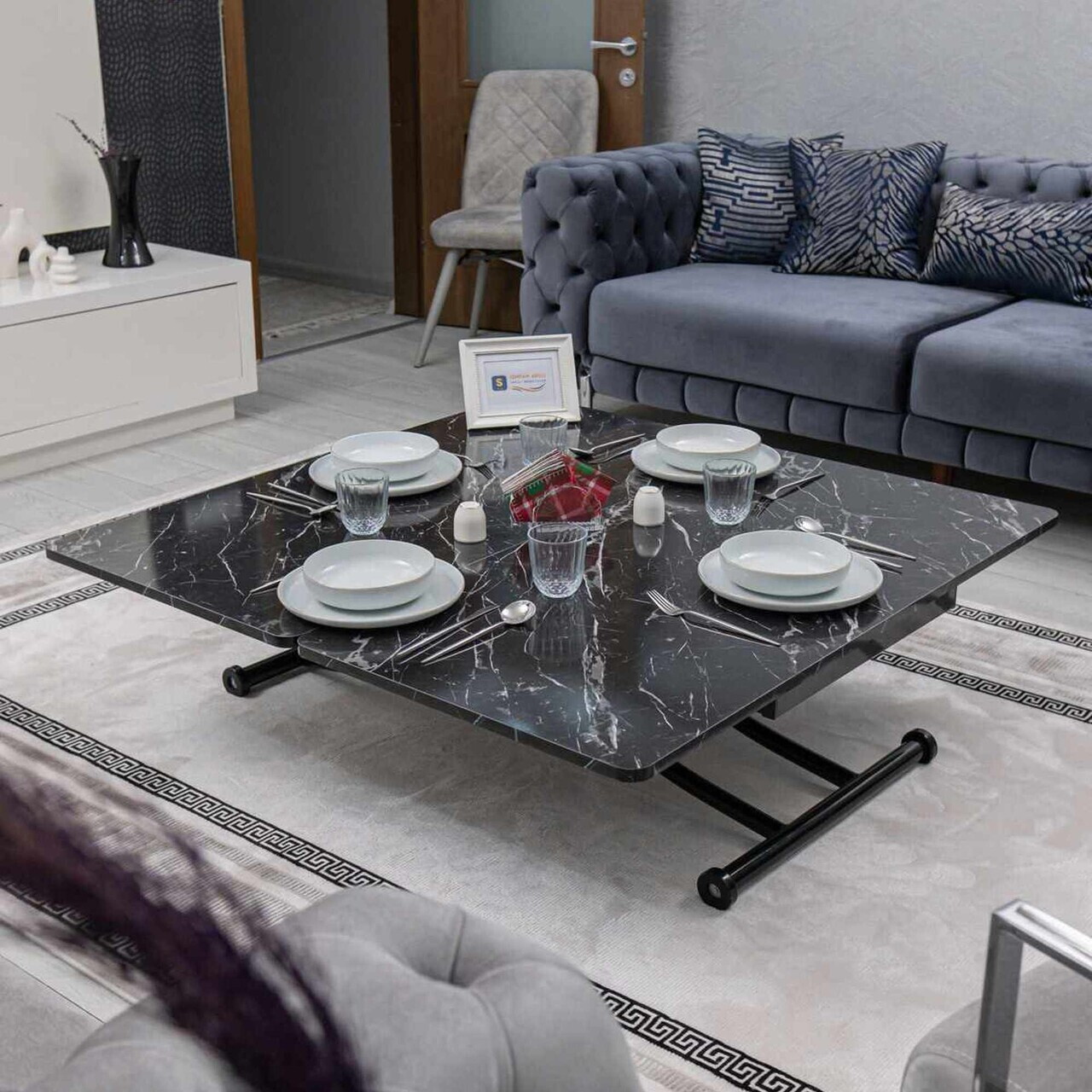 Masuta de cafea, Hanah Home, Juppo Int, MDF, Negru — imaginea 4