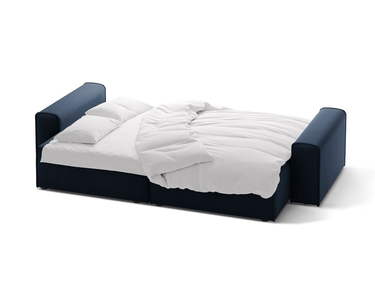Canapea extensibila 3 locuri, Victor, Micadoni Home, 246x100x83 cm, catifea, albastru inchis — imaginea 3