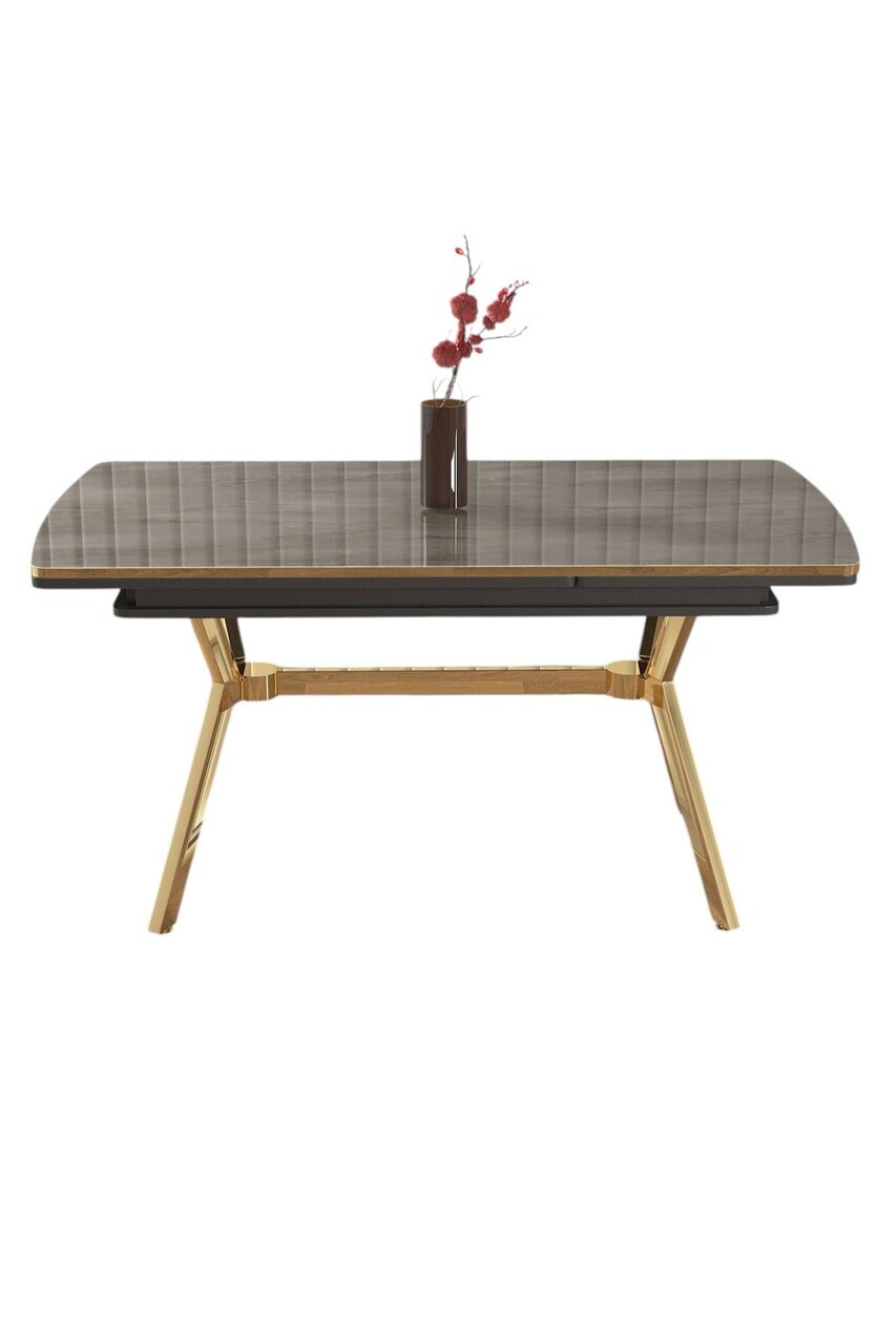 Masa extensibila, Hanah Home, Nis, 89x76x150 cm, Antracit / Aur — imaginea 2