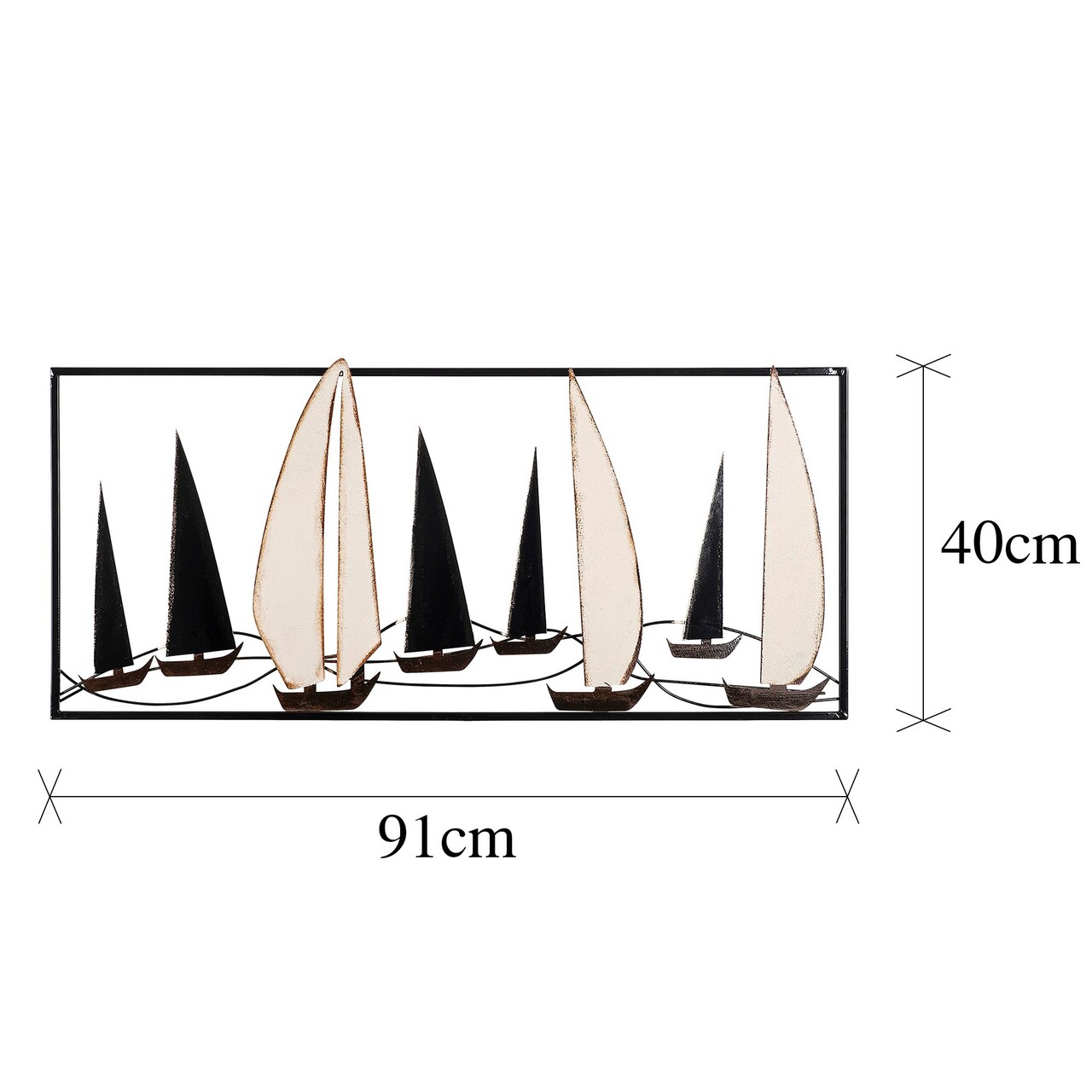 Decoratiune de perete, Yelkenli, Metal, Dimensiune: 40 x 91 x 5 cm, Multicolor