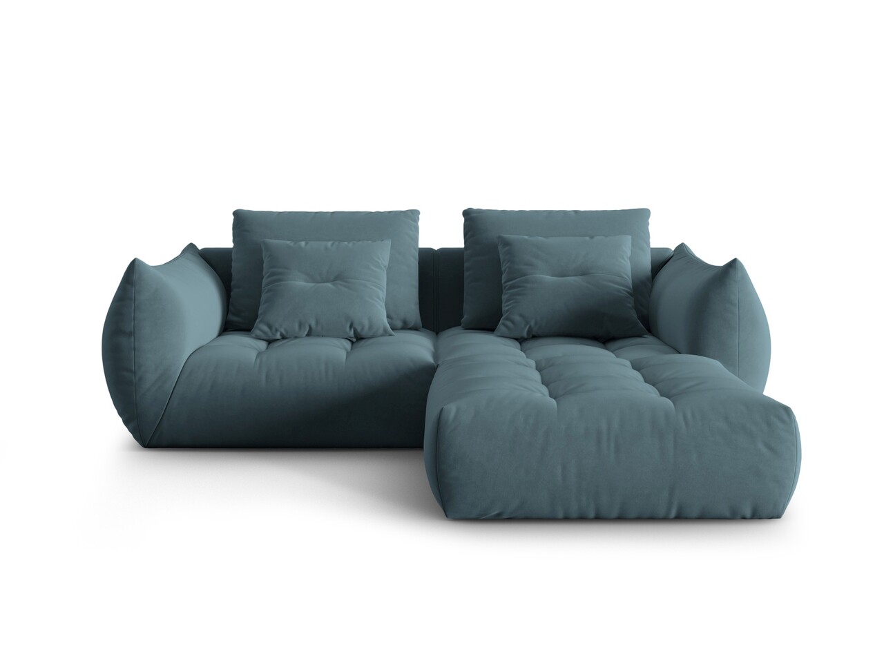 Coltar modular reversibil 3 locuri, Bloom-184, Micadoni Home, 232x216x95 cm, catifea, albastru pastel - 1 | YEO