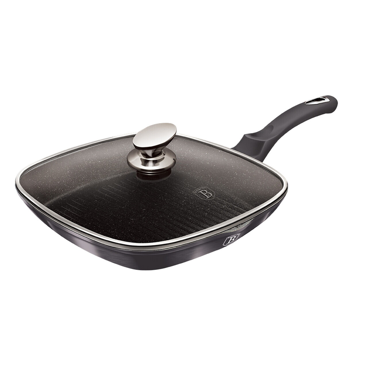 Tigaie grill cu capac Berlinger Haus, Carbon Pro, 28 cm, 2.1 L, aluminiu forjat, gri inchis - imagine 7