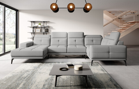 Coltar dreapta 6 locuri ELTAP, RT-04GO, Neviro, 350x201x77 cm, lemn/poliester, gri deschis