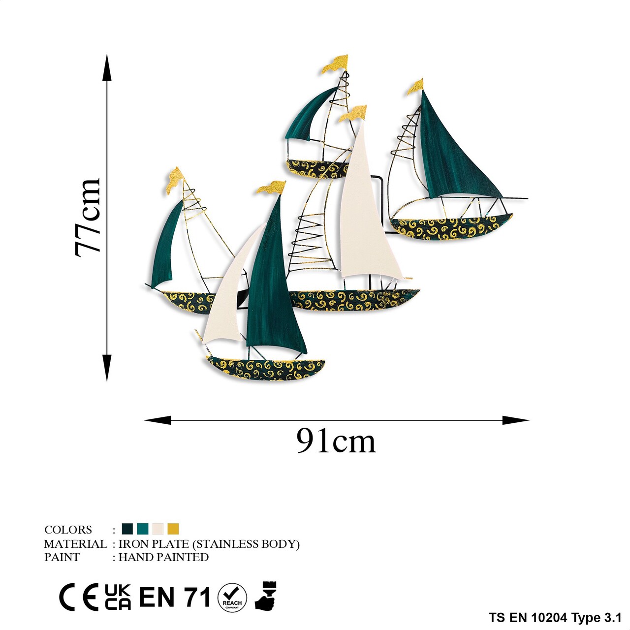 Decoratiune de perete, Kadırga 2, Metal, 91 x 77 cm, Multicolor