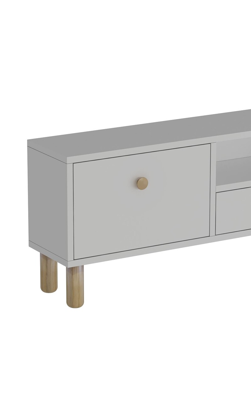 Comoda TV, Hanah Home, 1310-DROP-1, 140x45x30 cm, PAL , Stejar alb / safir - view 5