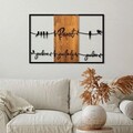 Decoratiune de perete, Respect / Your Home / Your Family / Your Love 1, Lemn/metal, Dimensiune: 88 x 57 cm, Nuc / Negru