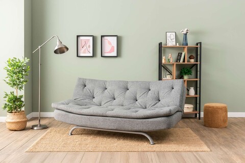 Canapea extensibila cu 3 locuri, Futon, 859FTN2897, Metal , Gri deschis