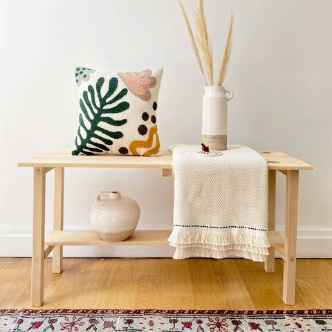 Perna, lotus punch pillow with İnsert, 43x43 cm, material: 20% in, 80% poliester, muștar / gri închis / pudră / roz / verde / verde de mare