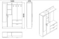 Dulap cu pantofar, cuier si oglinda DD5-W, Locelso, 140x36.8x181.8 cm, PAL, alb
