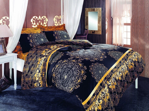 Lenjerie de pat pentru o persoana (FR), Osmanlı - Yellow, Pearl Home, Bumbac Ranforce