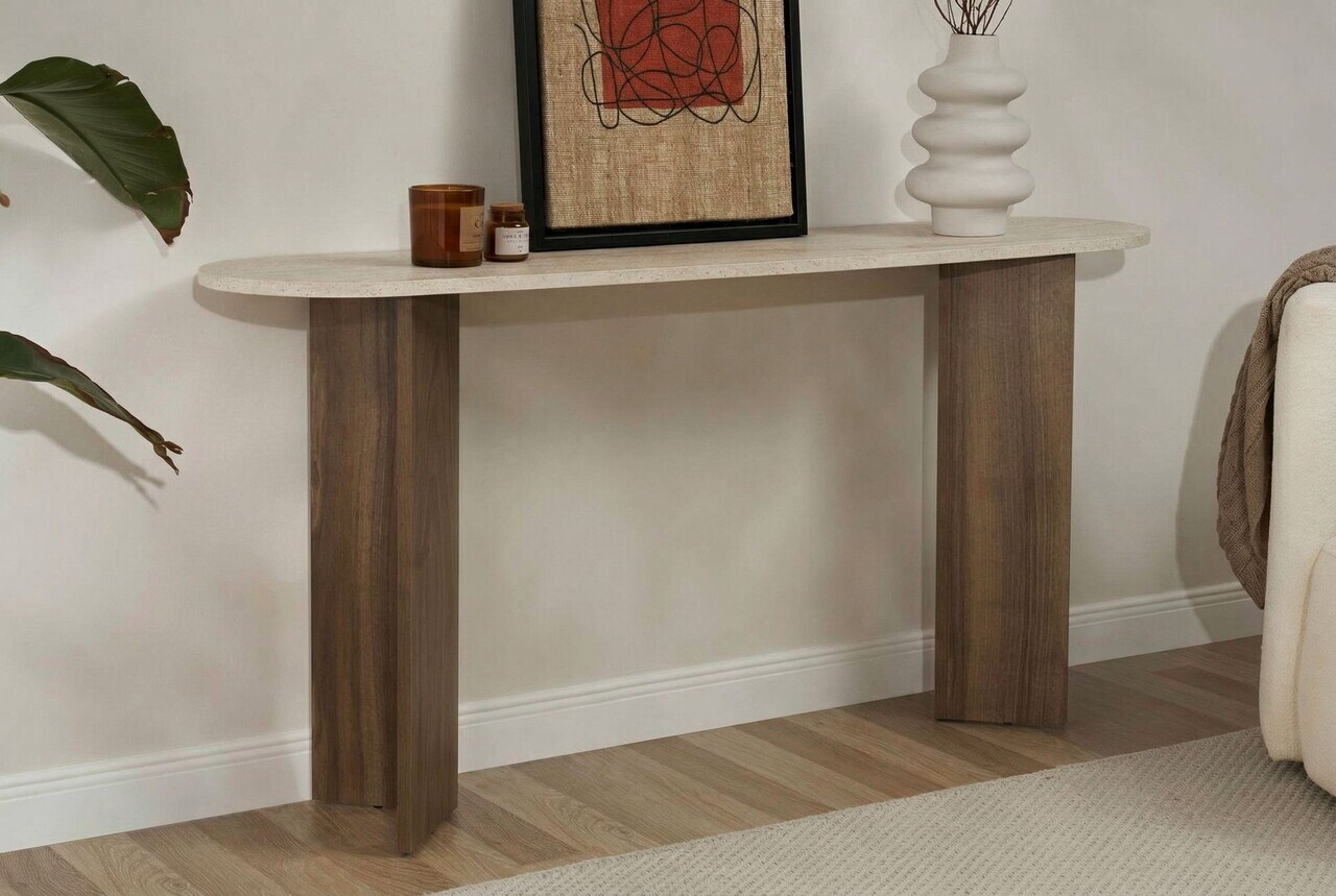 Bufet, Hanah Home, Sira, 150x75x35 cm, PAL, Travertin / Nuc Venezia — imaginea 2