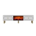 Comoda TV, Hanah Home, Polen Bohem Fireplace, 150x44.6x29.6 cm, PAL , Alb