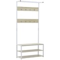 Cuier cu pantofar Entryway, InArt, 80x30x170 cm, fier/MDF, alb