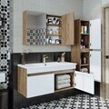 Set Dulap de Baie cu Chiuvetă și Oglindă (3 Piese), Hanah Home, 1902, MDF-LAM, Pin Atlantic / Alb Mat