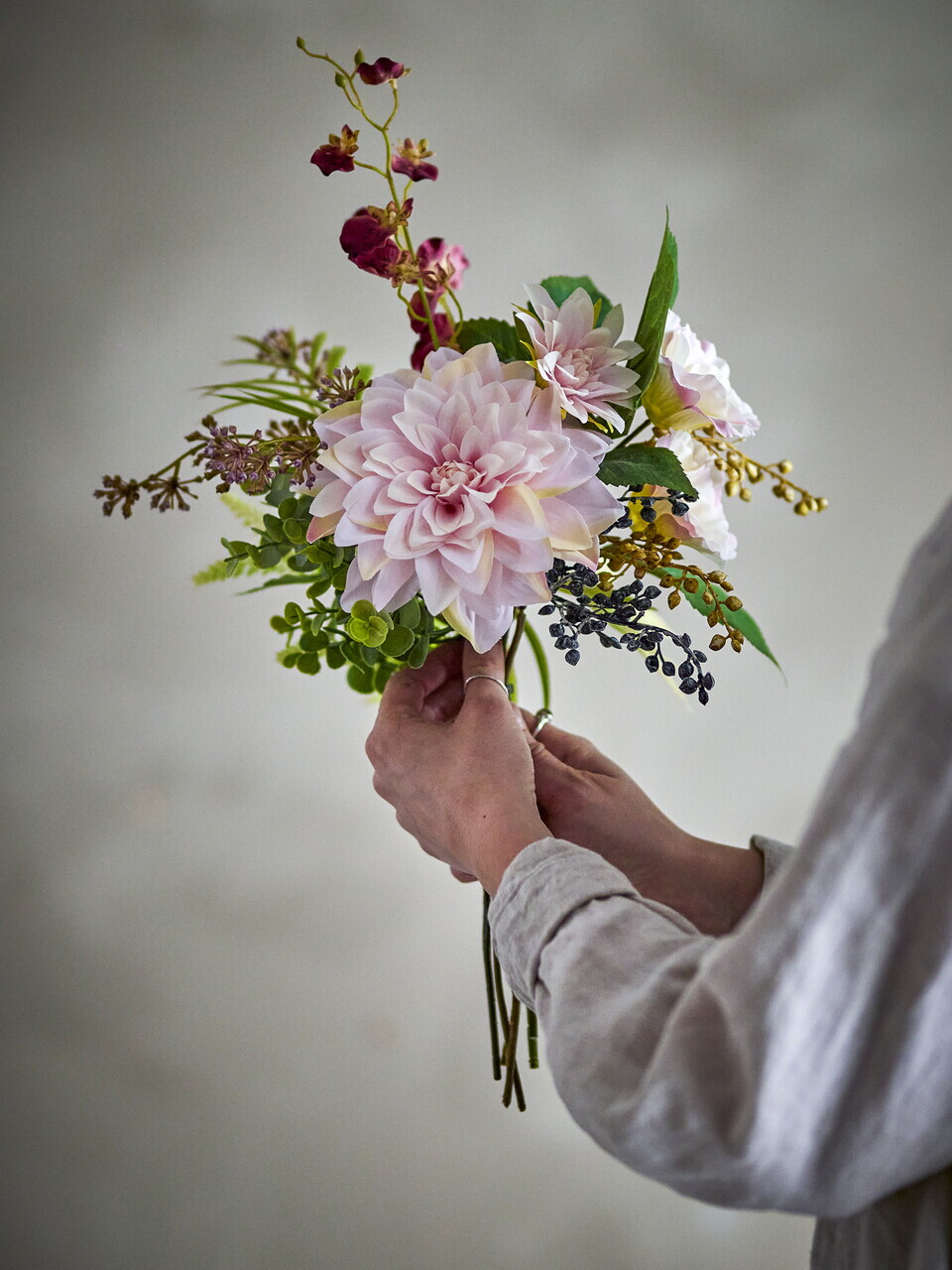 Buchet flori artificiale, Bloomingville, Splendor, 23x45 cm, poliester/polietilena, roz - view 2