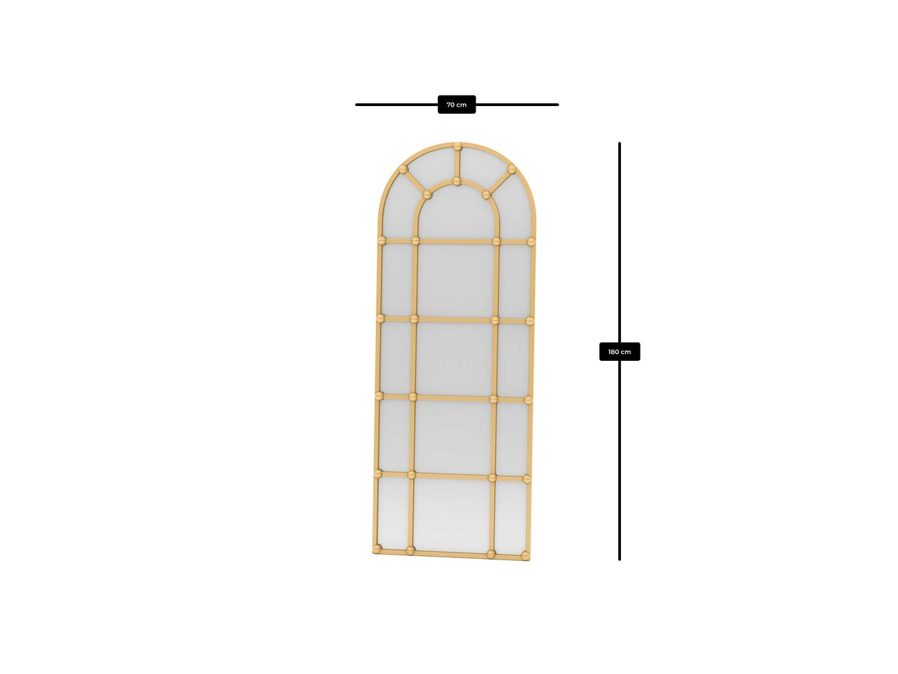 Oglinda Cheval, Hanah Home, Ovalis Dar, 70x180 cm, Metal, Auriu