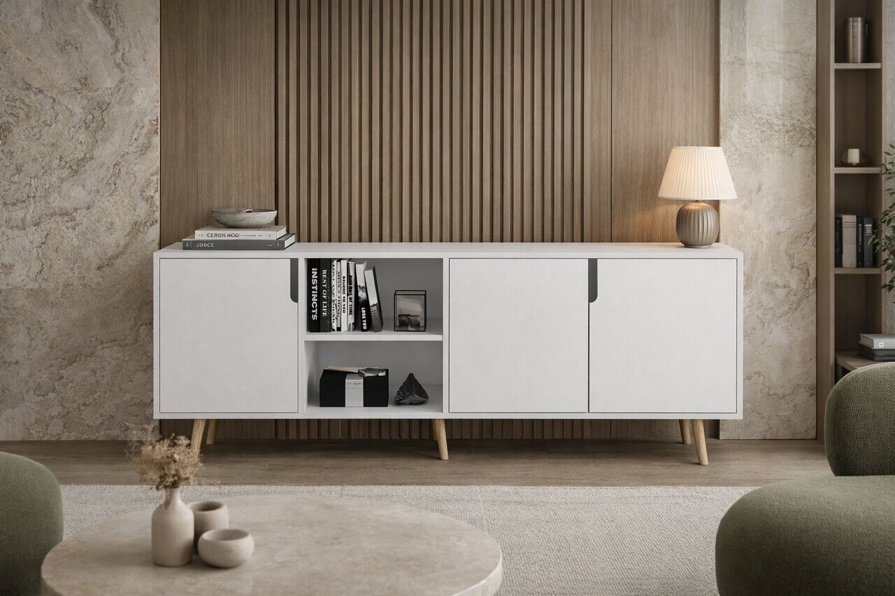 Consola, Hanah Home, Latina Modern 180, 180x80x45 cm, PAL MELAMINAT, Alb — imaginea 4