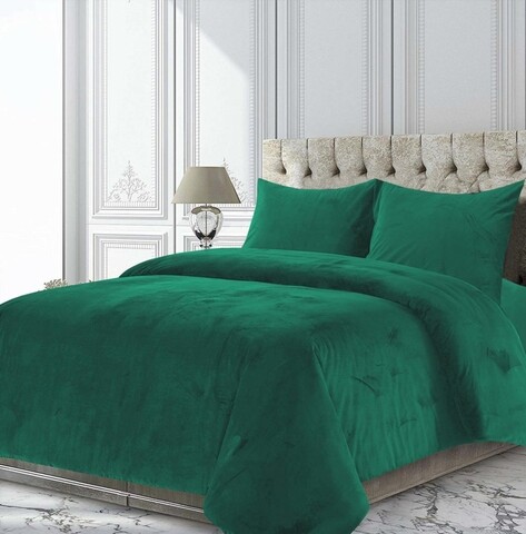 Set de pat king size, heinner, 200x220 cm, catifea, verde