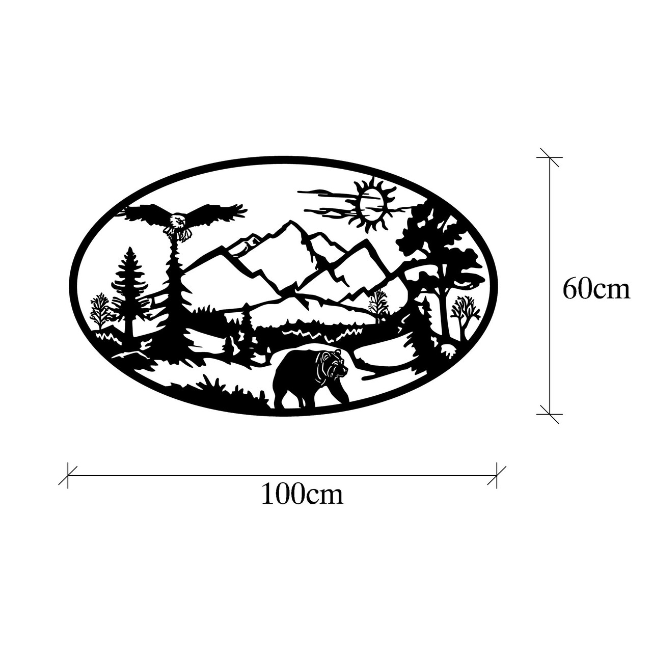 Decoratiune de perete, Survivor, Metal, Dimensiune: 60 x 100 cm, Negru