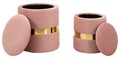 Set 2 taburete cu spatiu depozitare Sheffild, Mauro Ferretti, 37x42 cm, 28x35 cm, fier/MDf/poliester, roz