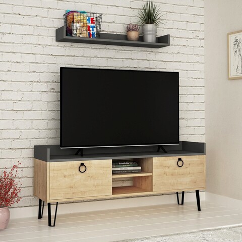 Comoda tv, decortie, keday, stejar / antracit