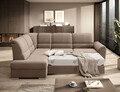 Coltar extensibil stanga 3 locuri ELTAP, LT-20NU, Siber, 270x186x93 cm, lemn/poliester, maro deschis