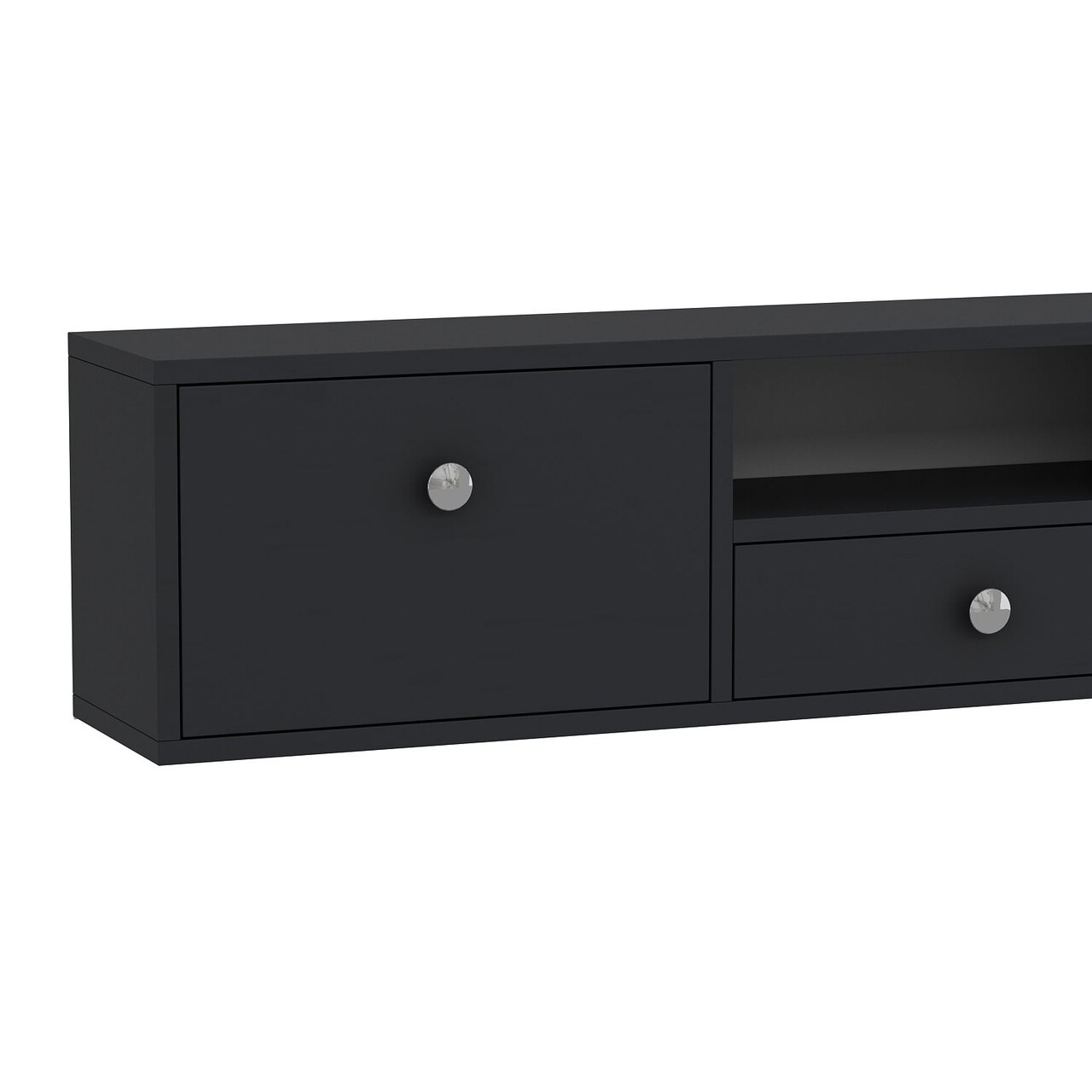Comoda TV, Hanah Home, 1301-DROP-1, 140x30x30 cm, PAL , Antracit / Argintiu - view 5