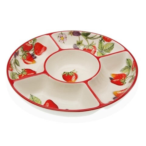 Platou pentru servire, Versa, Entremesera Fruits, 25.5 cm Ø, dolomit, multicolor