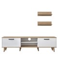 Comoda TV cu 2 rafturi, Wren, M48 - 1043, pal melaminat, alb/nuc
