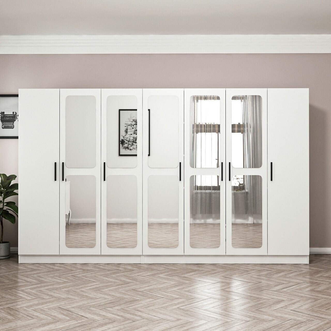 Dulap pentru haine, Minerva, Kale, 315x210x52 cm, PAL, Alb - 1 | YEO