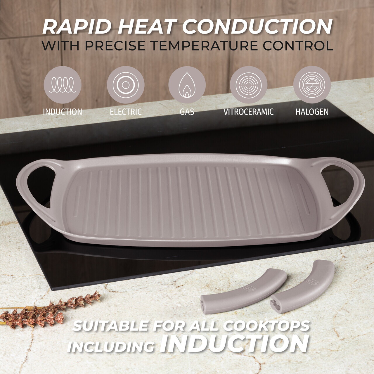 Tava grill Berlinger Haus, Taupe, 47x29 cm, aluminiu forjat, taupe mat - imagine 12