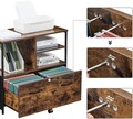 Dulap de birou pentru dosare, Vasagle, cu compartiment A4 si letter, 82x40x75 cm, MDF/PAL/otel, maro